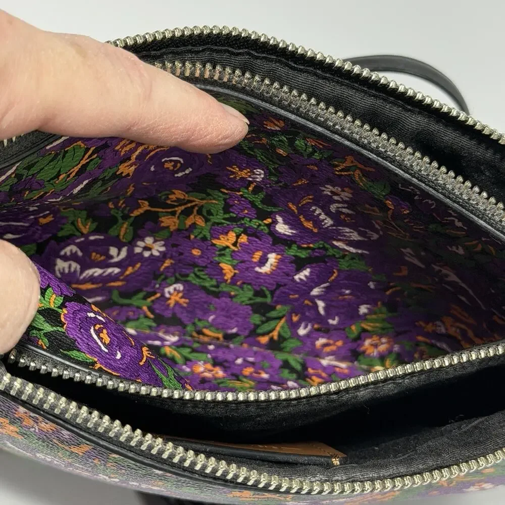 Coach Rose Meadow PURPLE FLORAL Layla Convertible Crossbody Clutch Purse F57922 - Picture 7 of 10